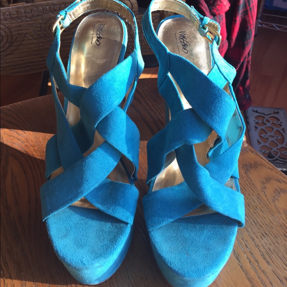 Teal strappy heels size 10!